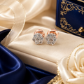 10K Rose Gold Flower Setting Diamond Stud Earrings