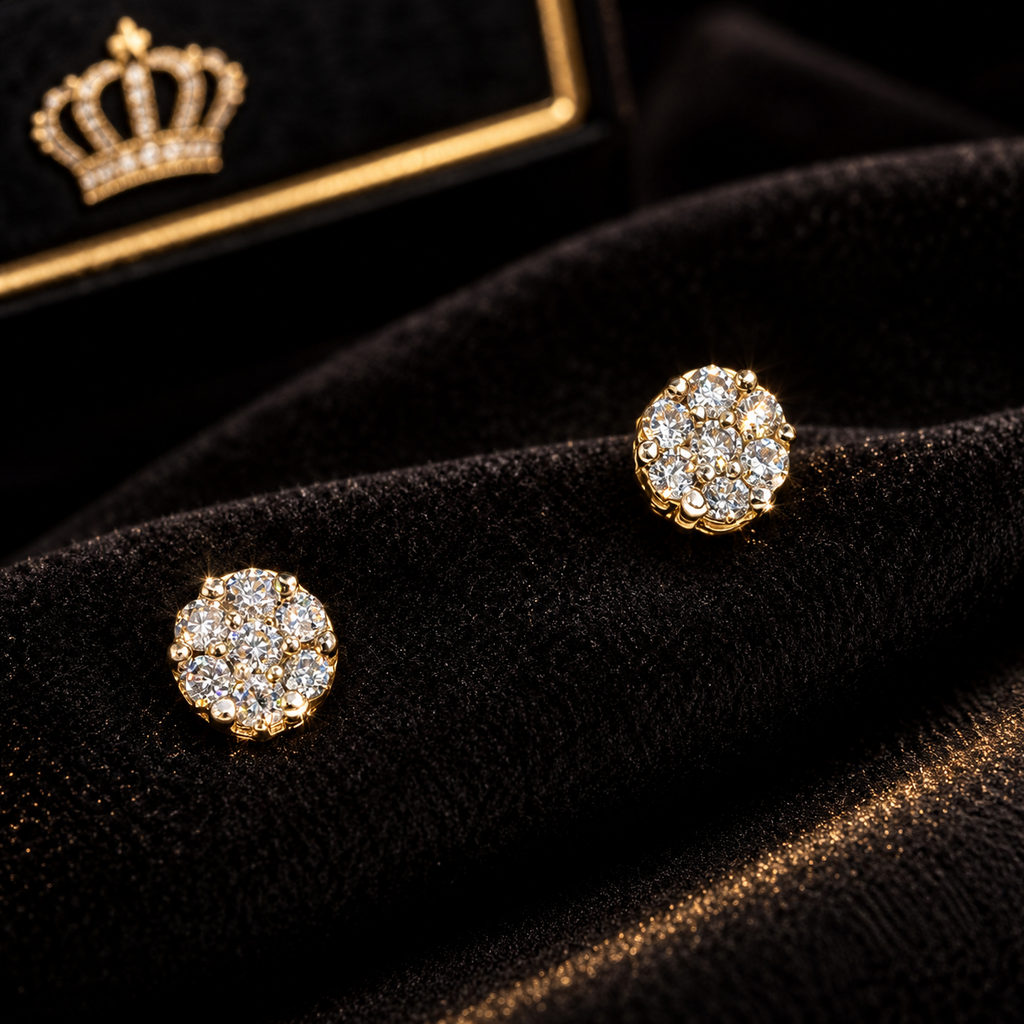 10K Yellow Gold Flower Diamond Stud Earrings – .10ct Natural Diamonds