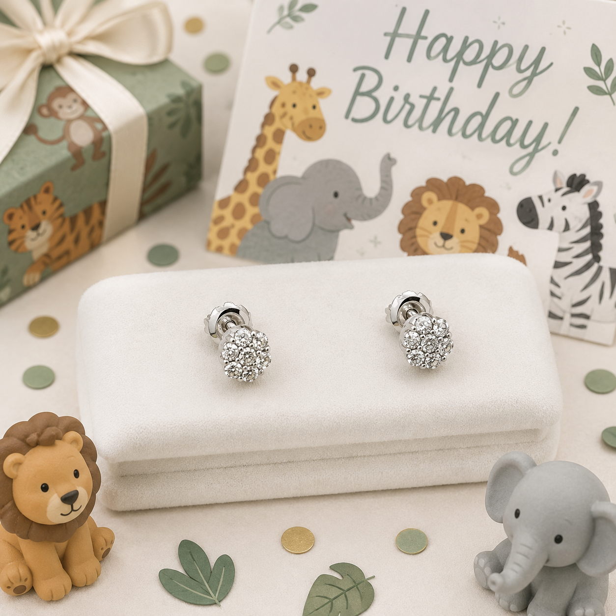10K White Gold Flower Diamond Stud Earrings – .15ct Natural Diamonds