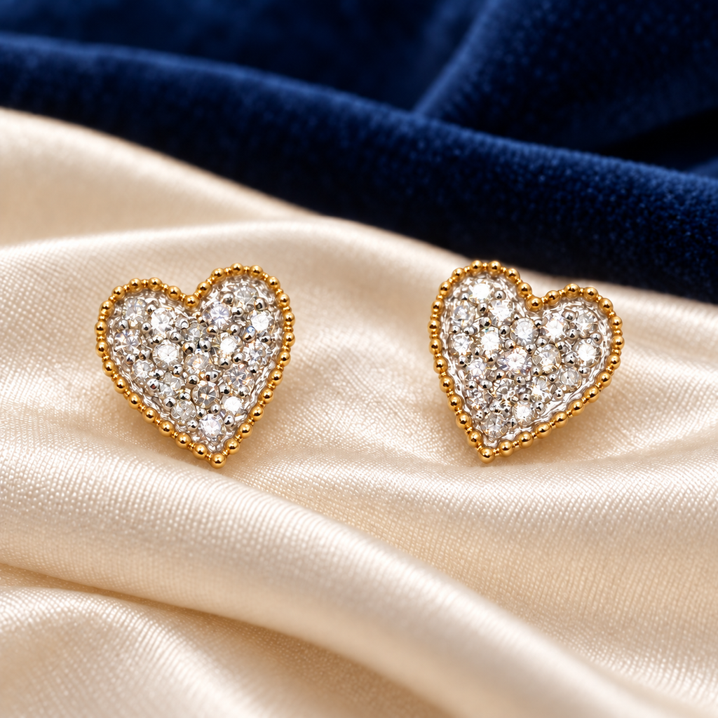 10K Yellow Gold Natural Heart Diamond Earrings, 0.30 ct tw SI2
