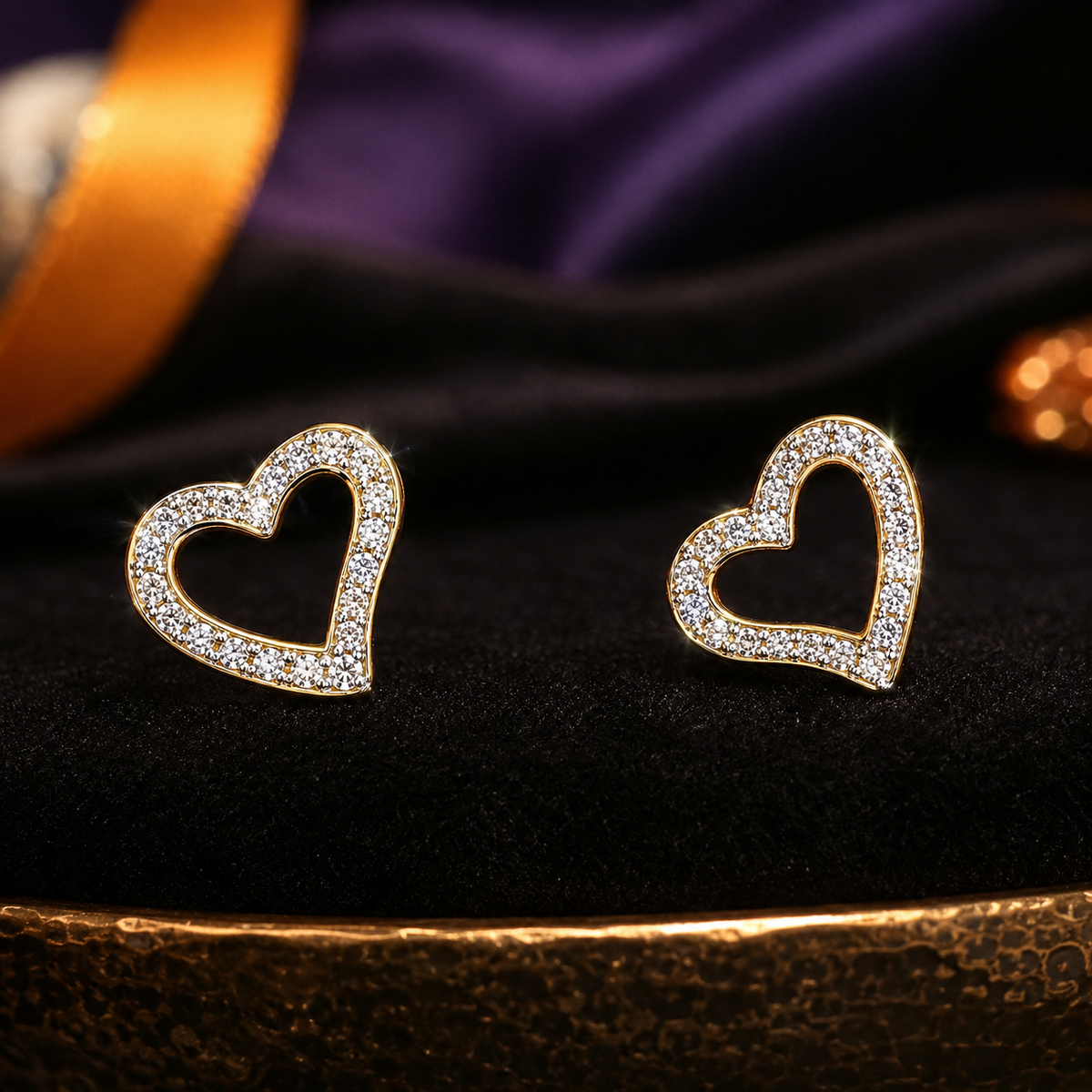 Natural Diamond Heart Shape Earrings