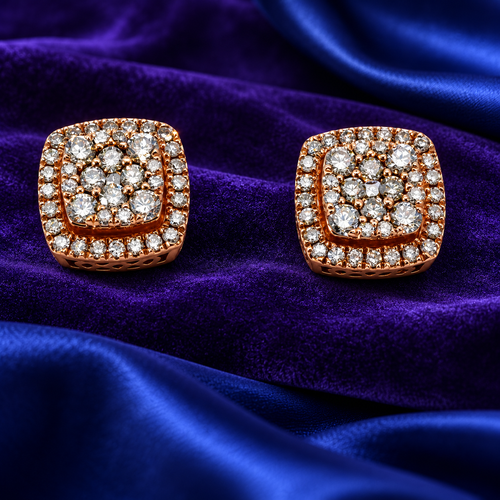 10K Rose Gold 0.50 Carat Natural Diamond Screw-Back Earrings