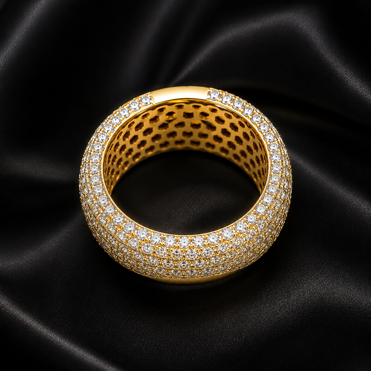 14kt Yellow Gold 7-Row Natural Diamond Eternity Ring