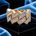 10K Yellow Gold Two-Tone 2.20 Carat Natural Diamond Cuban Link Ring