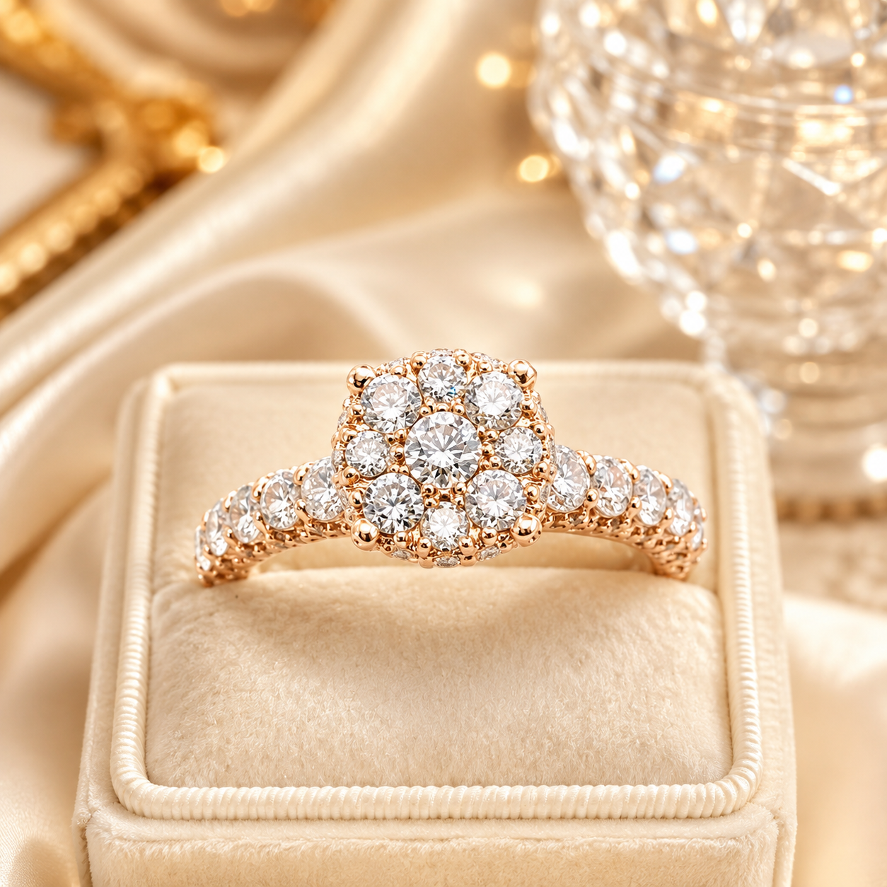 14K Rose Gold Natural Diamond Eternity Ring 1.55ct SI1 | Size 7