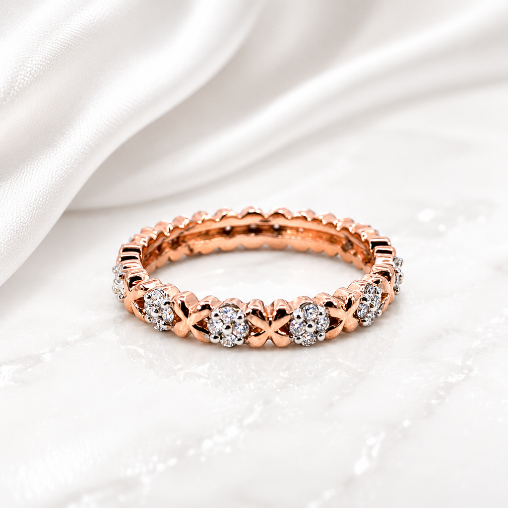 10K Rose Gold Natural Diamond Ring Band