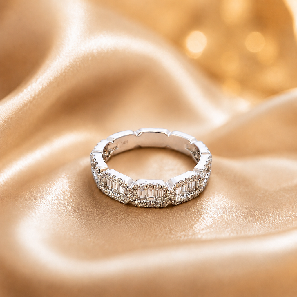 14kt White Gold 1.01ct Natural Diamond 5 Cluster Ring