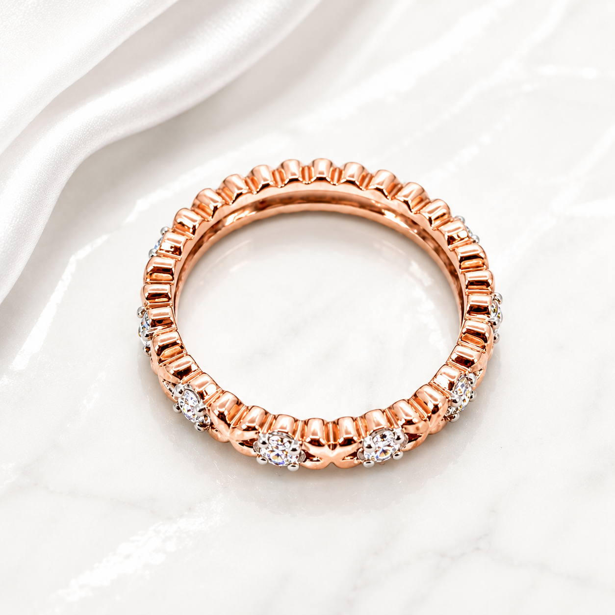 10K Rose Gold Natural Diamond Ring Band
