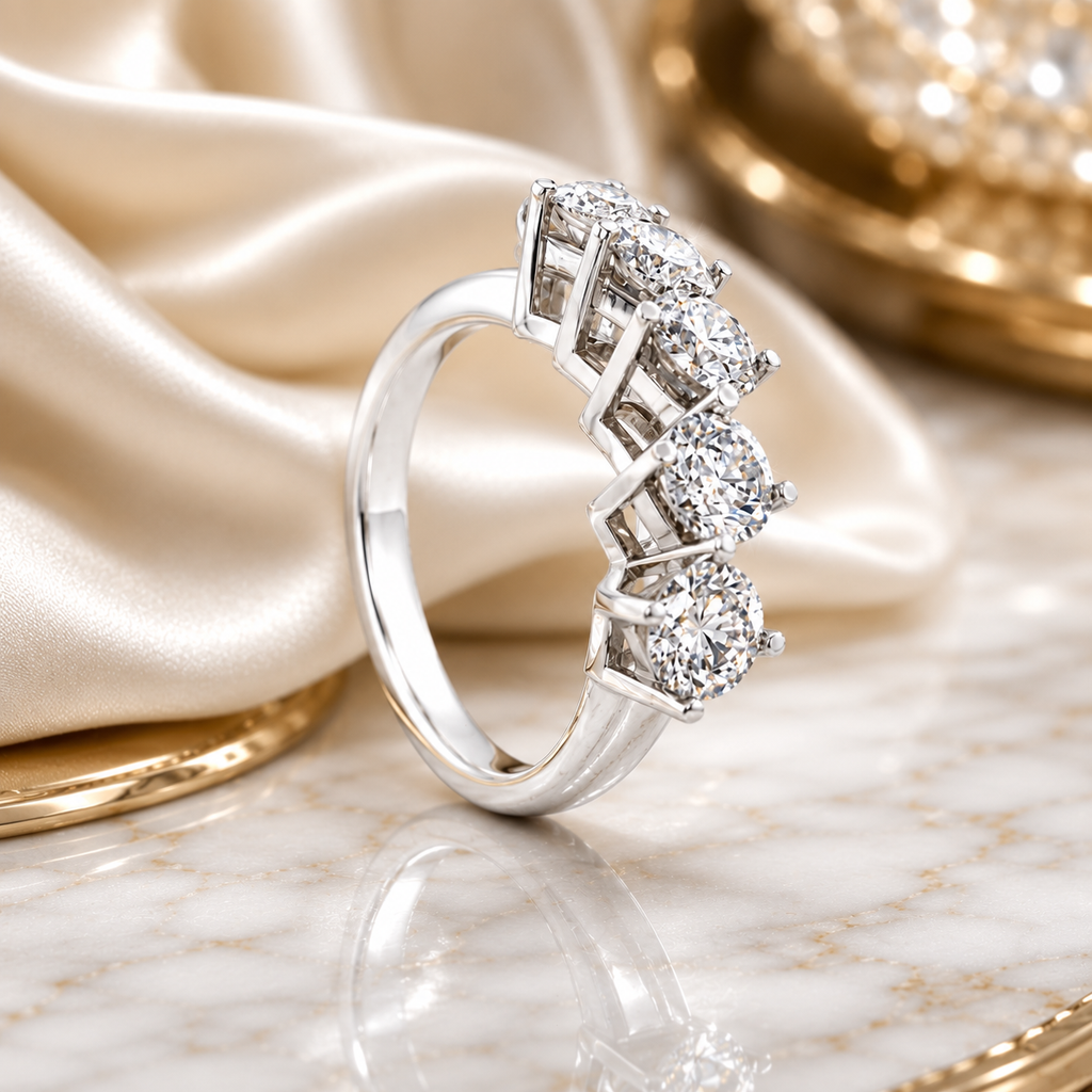14K White Gold 5-Stone Diamond Band | 1.95ct Natural Diamonds
