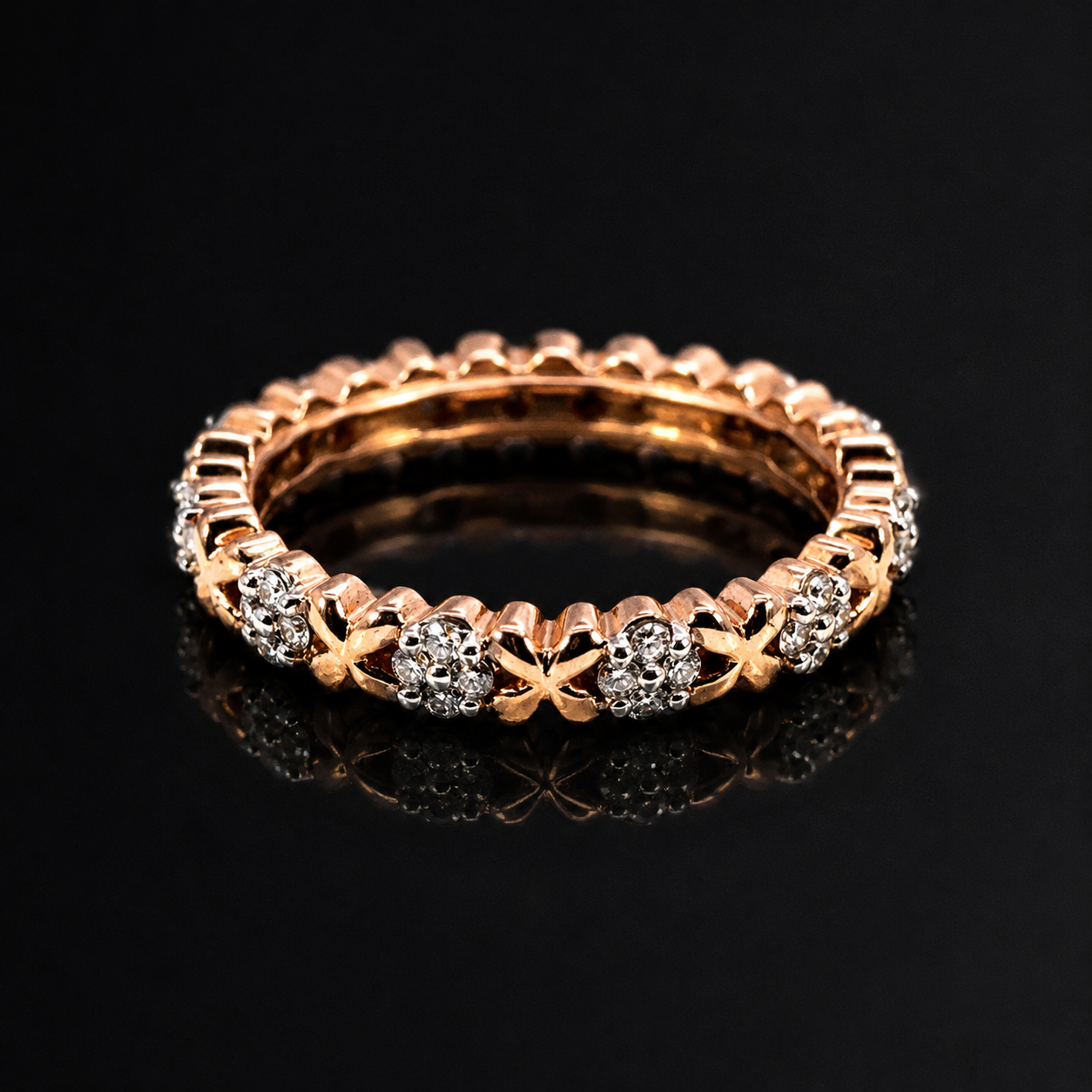 10K Rose Gold Natural Diamond Ring Band