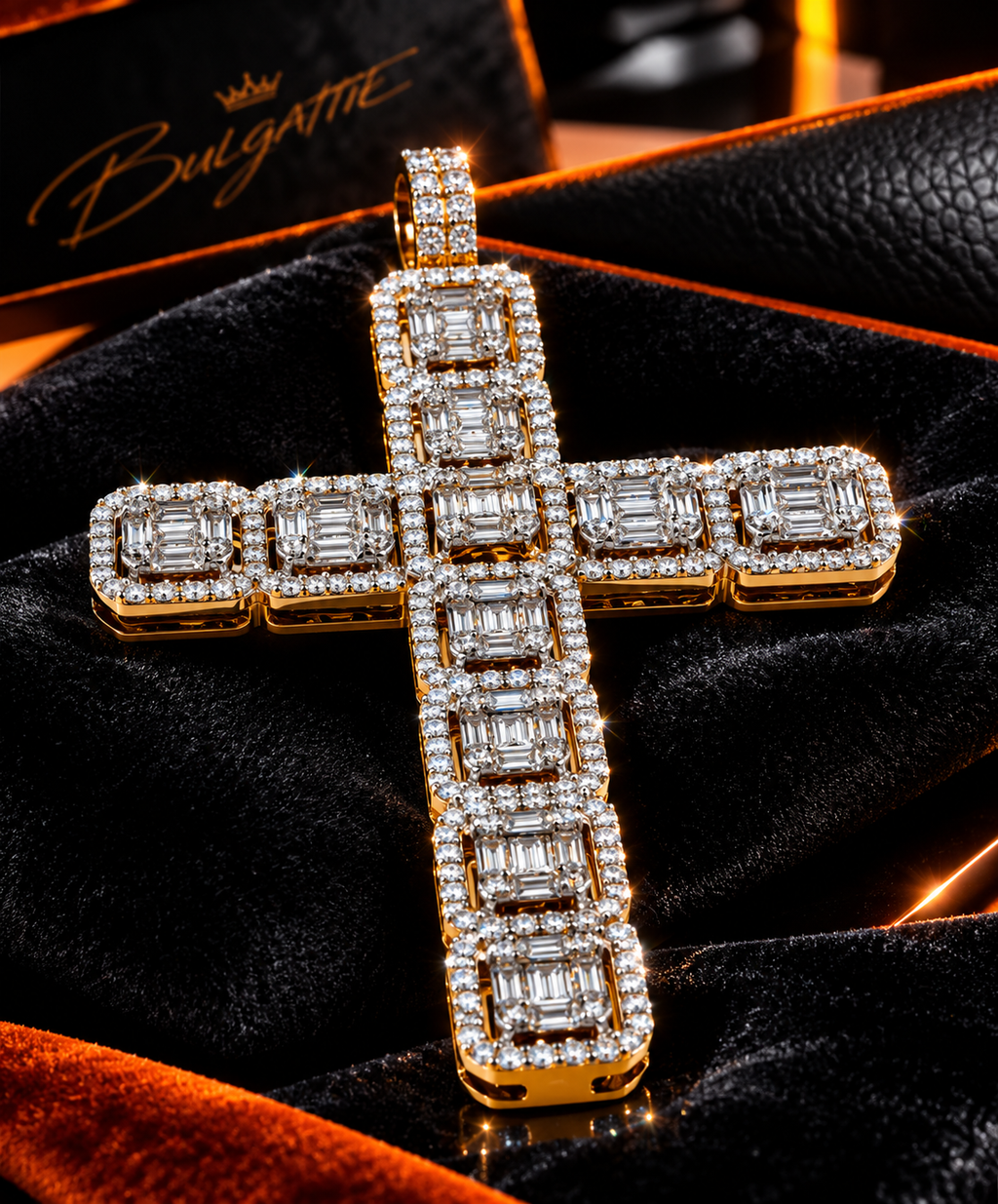 14K Yellow Gold Natural Diamond Cross Pendant | 2.33 CTW