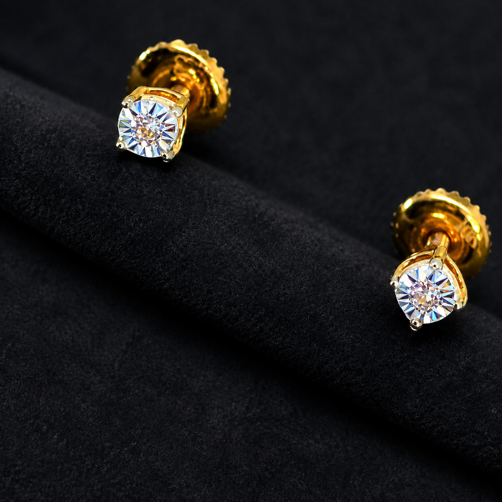 10K Yellow Gold Diamond Baby Earrings – .02ct Natural Diamonds