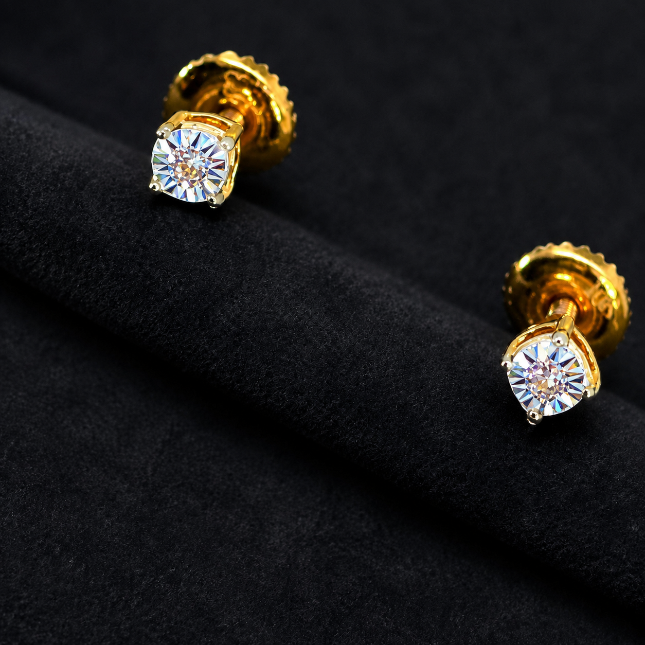 10K Yellow Gold Diamond Baby Earrings – .02ct Natural Diamonds