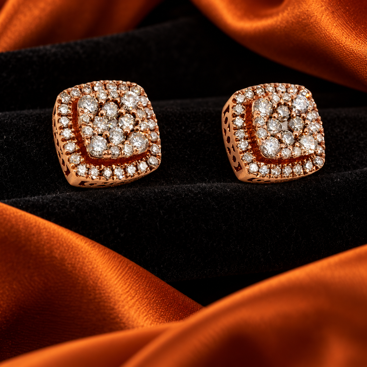 10K Rose Gold 0.50 Carat Natural Diamond Screw-Back Earrings