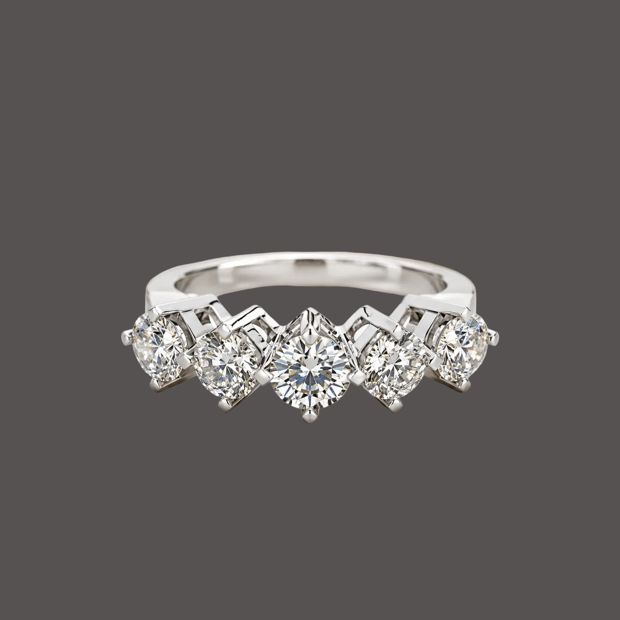 14K White Gold 5-Stone Diamond Band | 1.95ct Natural Diamonds