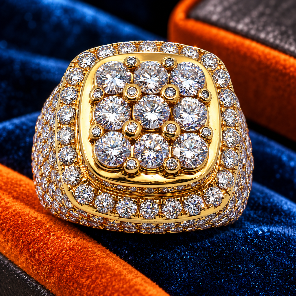14K Yellow Gold 4.50 Carat Natural SI1 Diamond Gotti-Inspired Pinky Ring
