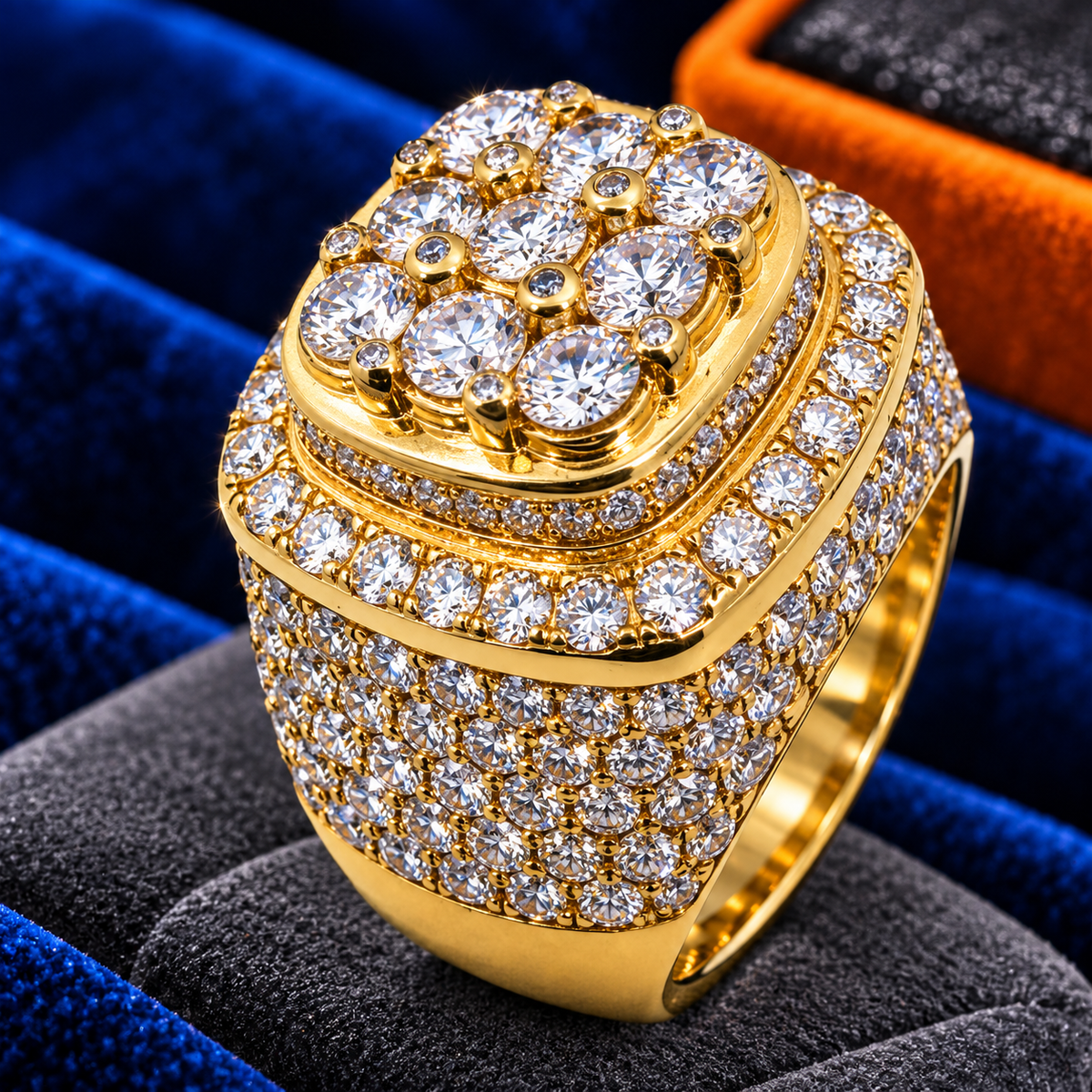 14K Yellow Gold 4.50 Carat Natural SI1 Diamond Gotti-Inspired Pinky Ring