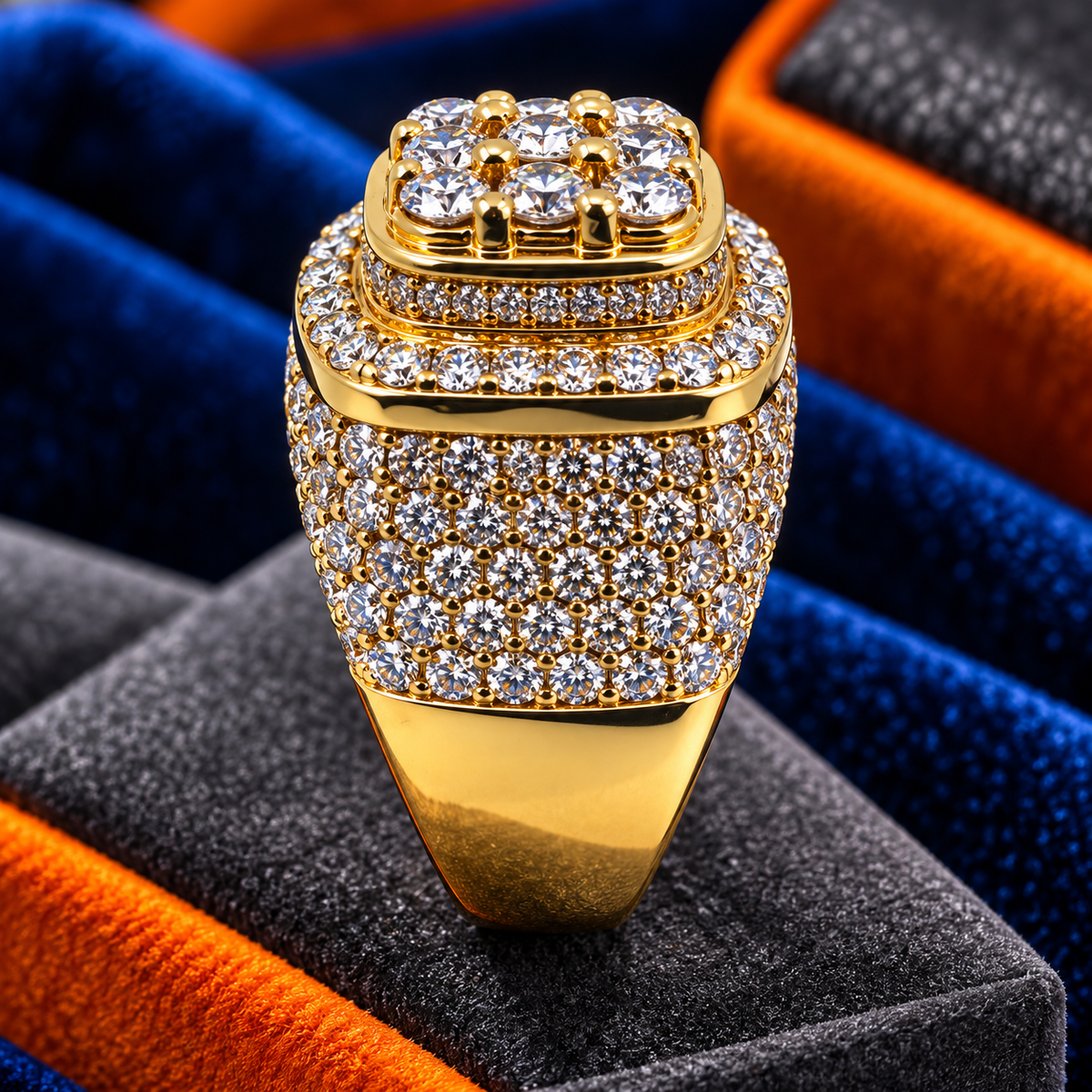 14K Yellow Gold 4.50 Carat Natural SI1 Diamond Gotti-Inspired Pinky Ring