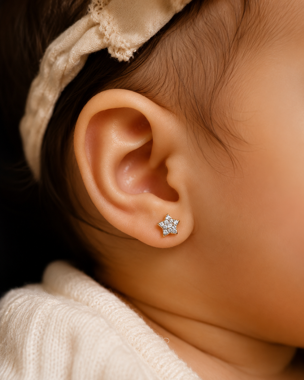 10K Yellow Gold .15 Ctw Natural Diamond Star Earrings