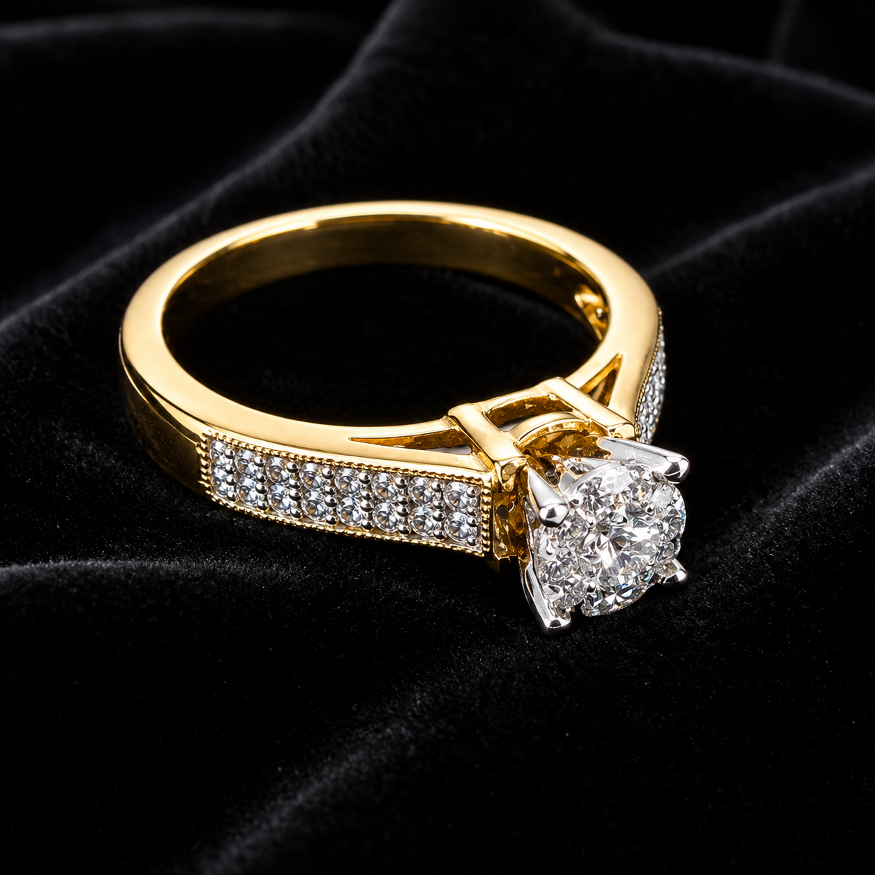 14K Yellow Gold Engagement Ring with .53ct Natural Diamonds