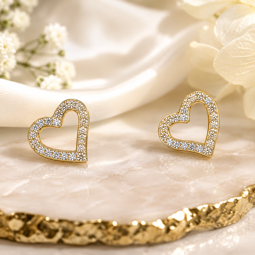 Natural Diamond Heart Shape Earrings