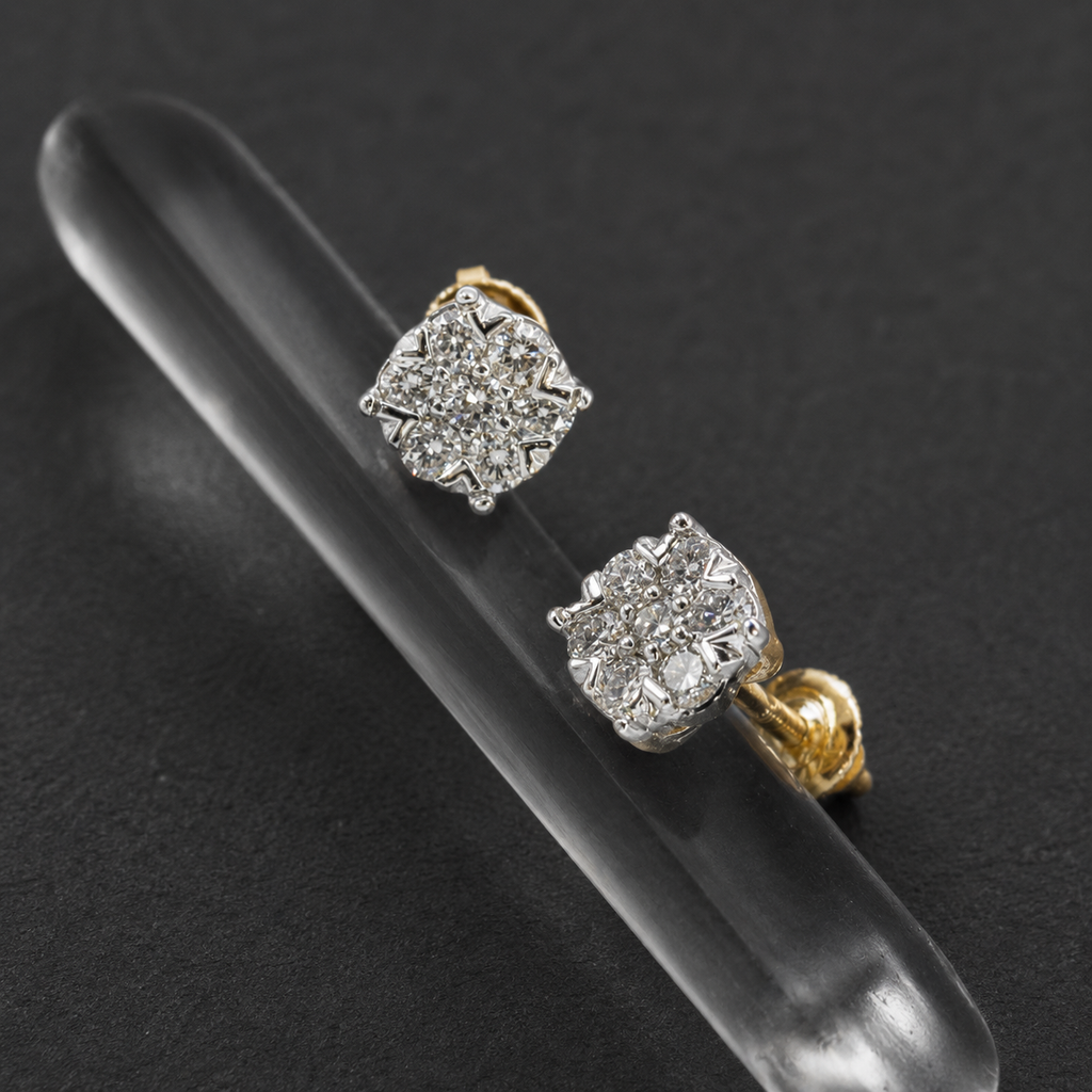14K Yellow Gold Diamond Stud Earrings – .45ct Natural Diamonds SI1 | 2027 Setting