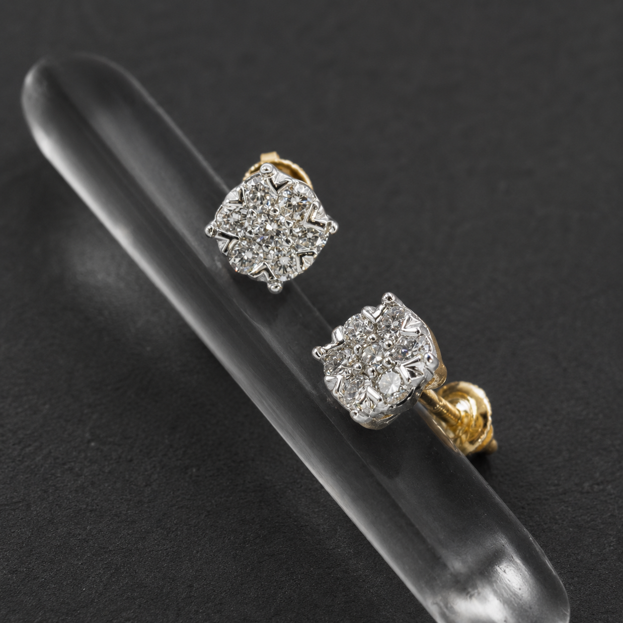 14K Yellow Gold Diamond Stud Earrings – .45ct Natural Diamonds SI1 | 2027 Setting