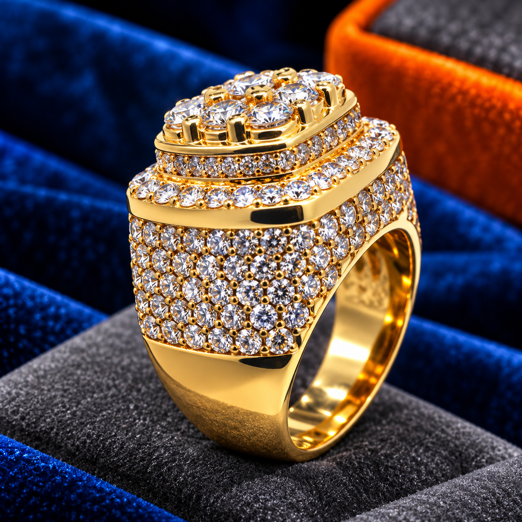 14K Yellow Gold 4.50 Carat Natural SI1 Diamond Gotti-Inspired Pinky Ring
