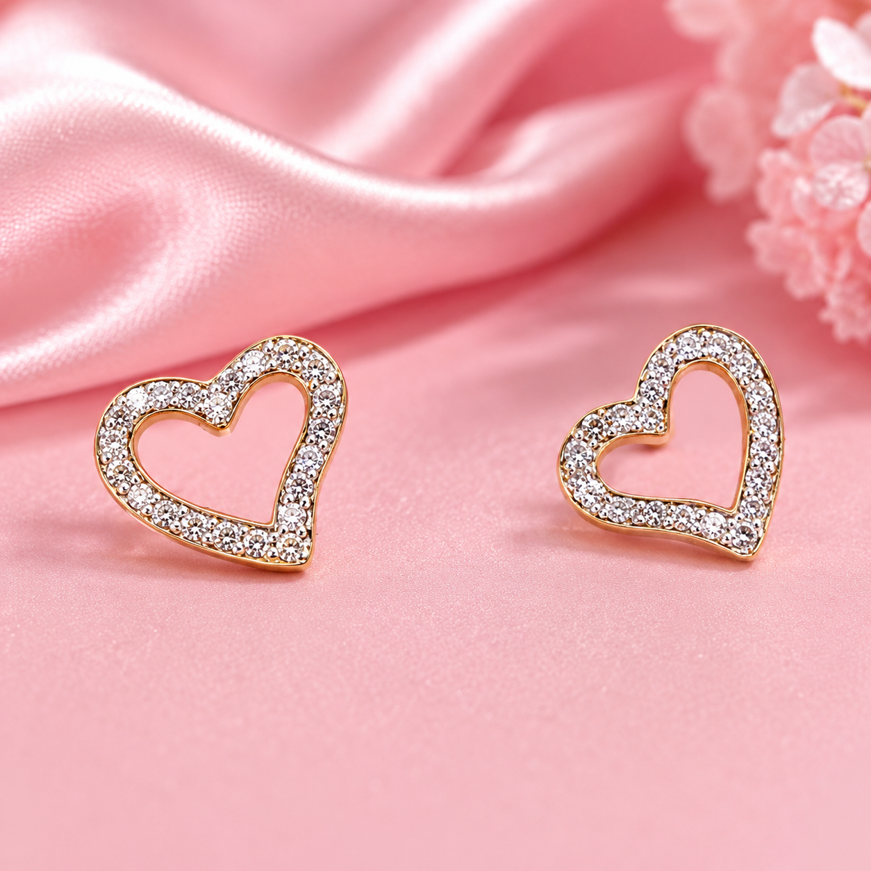 Natural Diamond Heart Shape Earrings