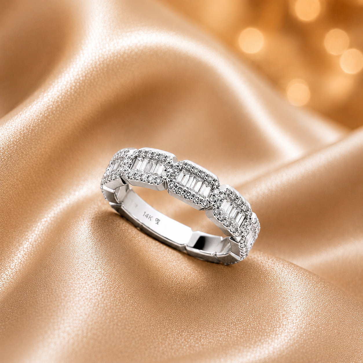14kt White Gold 1.01ct Natural Diamond 5 Cluster Ring