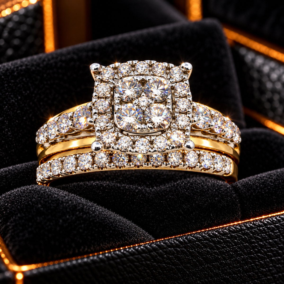 10K Yellow Gold Natural Diamond Bridal Set | 1 CTW, SI1, Size 7