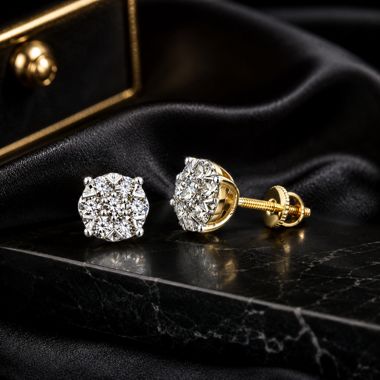 14K Yellow Gold Diamond Stud Earrings – .45ct Natural Diamonds SI1 | 2027 Setting