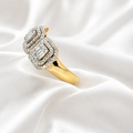 10K Yellow Gold Past, Present & Future Ring | Round & Baguette Diamonds
