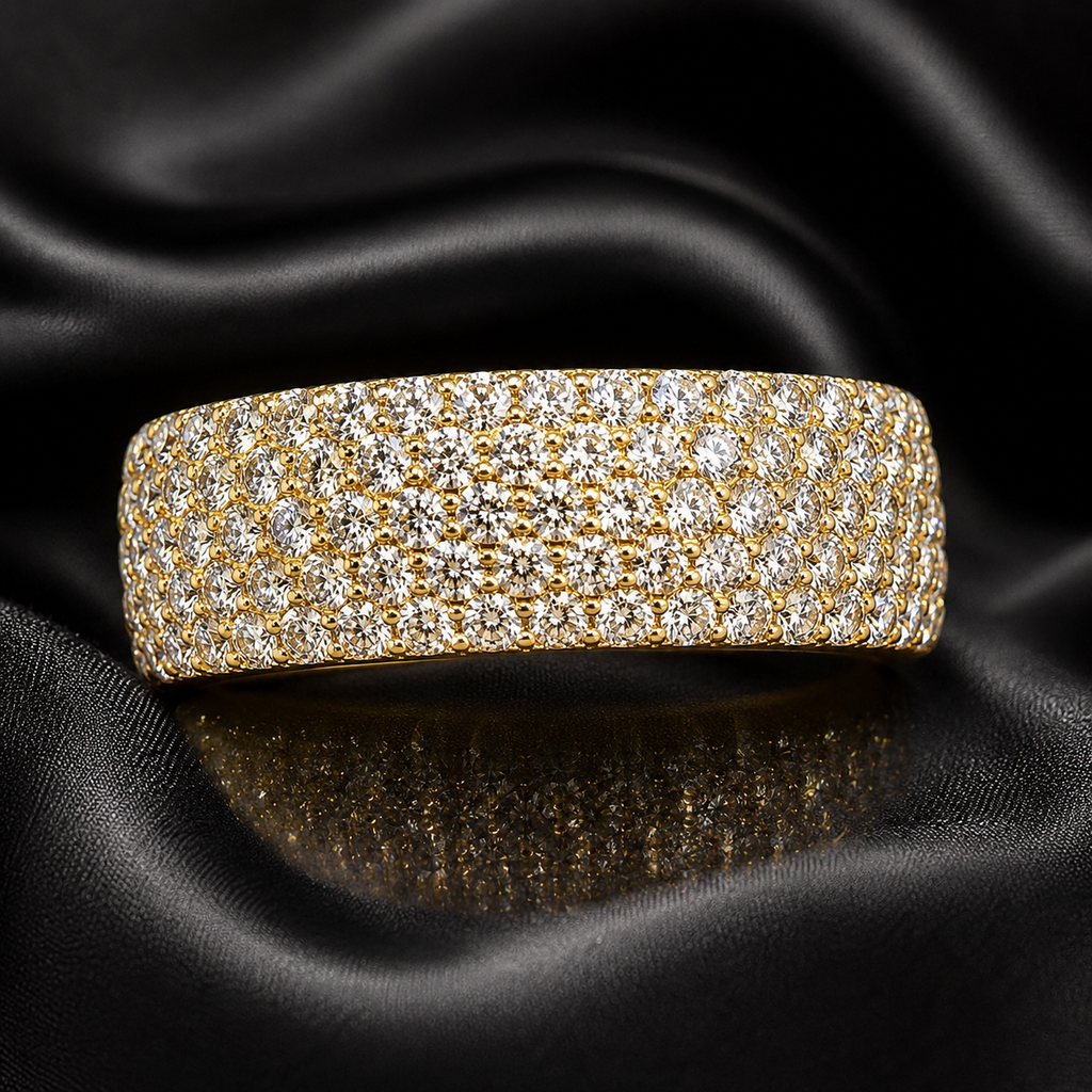 14kt Yellow Gold 7-Row Natural Diamond Eternity Ring