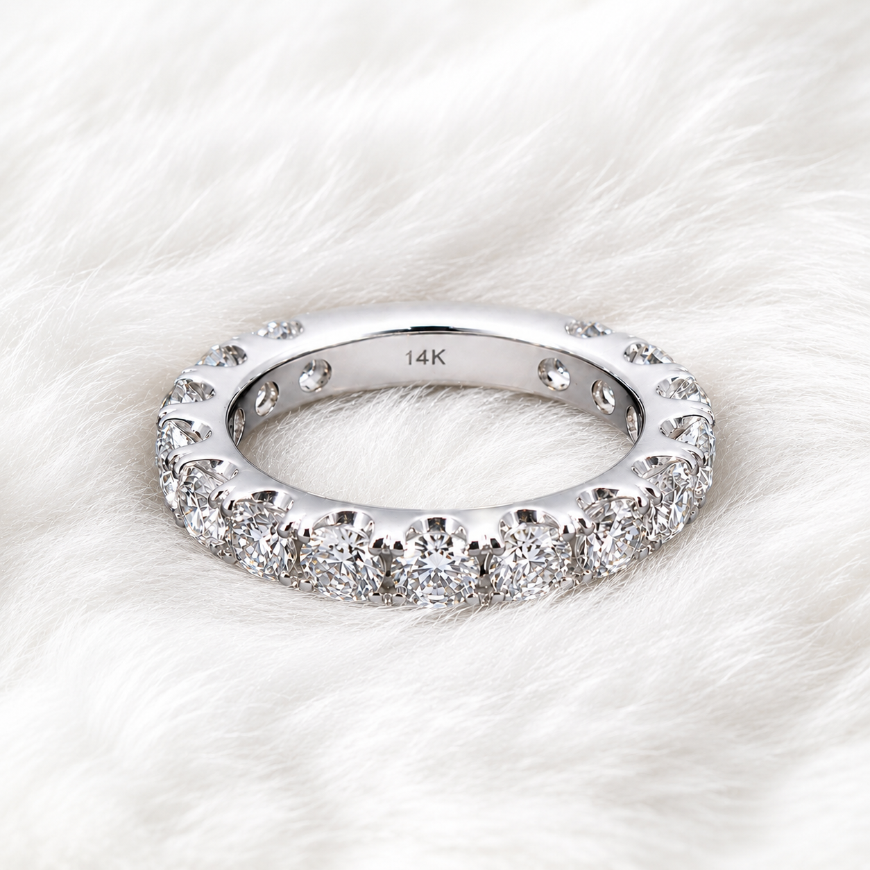 14K White Gold 15-Diamond Ring | 3.00ct Natural Diamonds