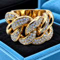 Colossal 14K Yellow Gold 5.75 Carat Natural Diamond Cuban Link Ring