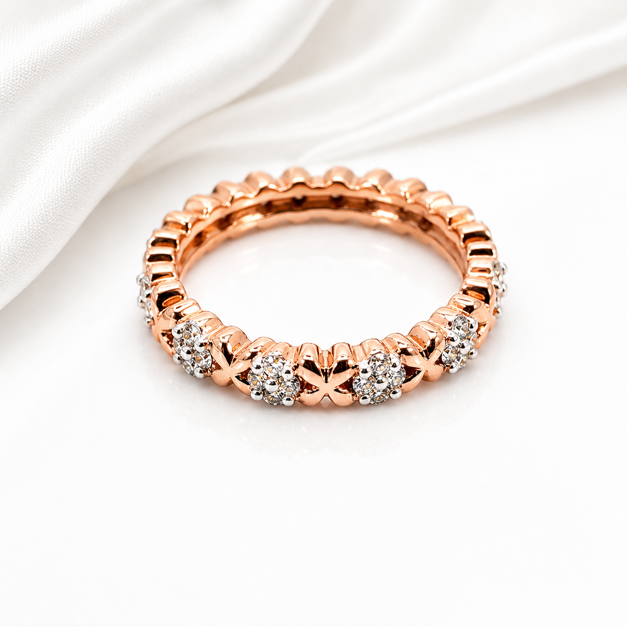 10K Rose Gold Natural Diamond Ring Band