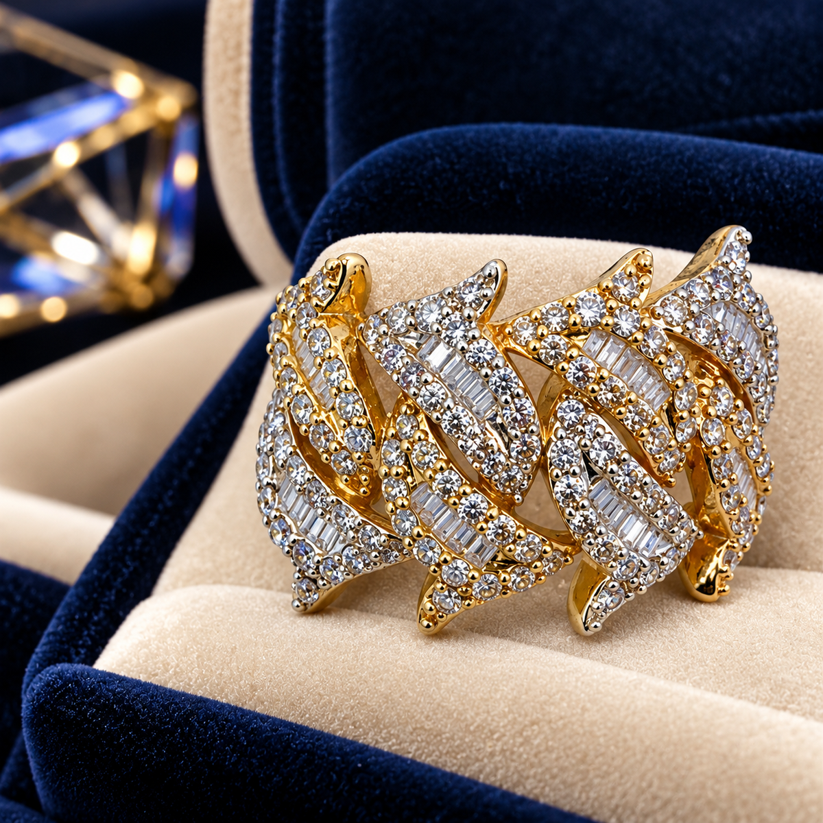 10K Yellow Gold 1.50 Carat Natural Diamond Barbed-Wire-Inspired Ring