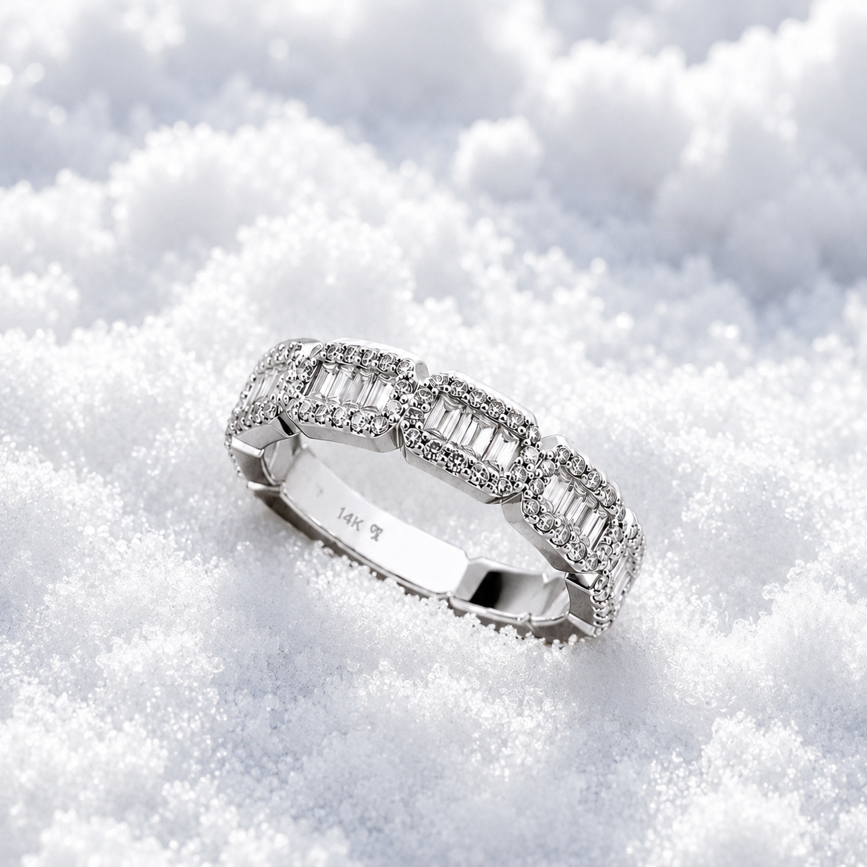14kt White Gold 1.01ct Natural Diamond 5 Cluster Ring