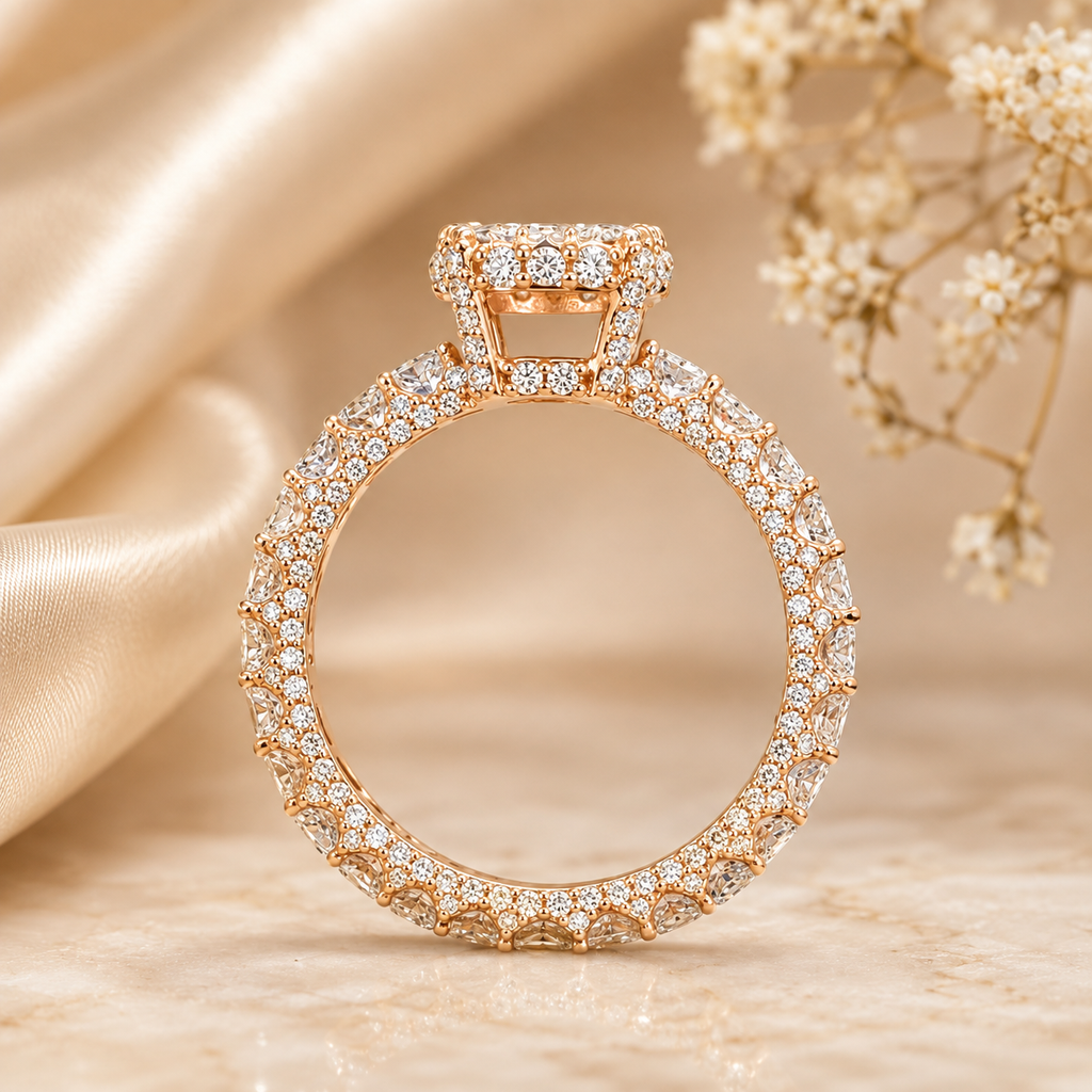 14K Rose Gold Natural Diamond Eternity Ring 1.55ct SI1 | Size 7