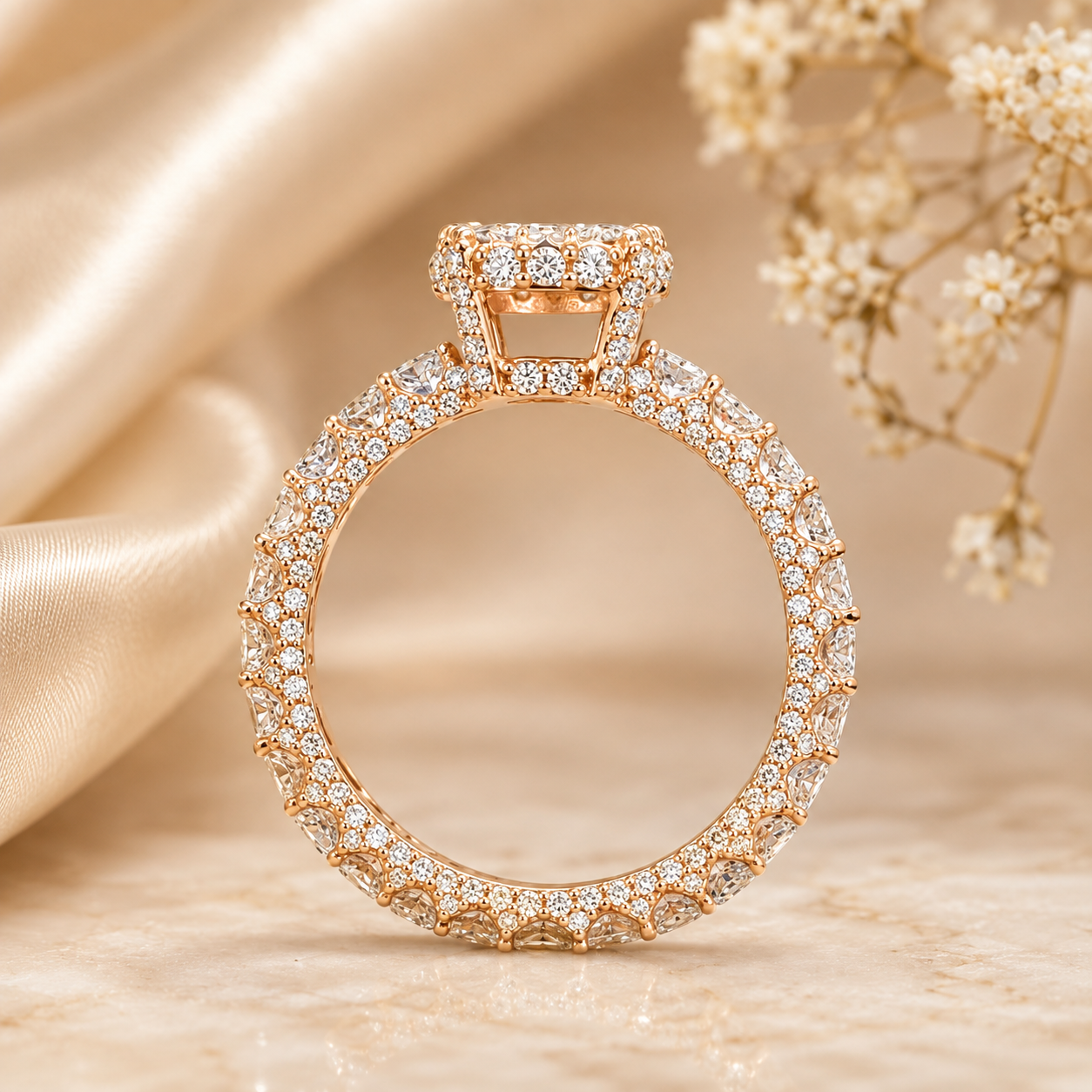 14K Rose Gold Natural Diamond Eternity Ring 1.55ct SI1 | Size 7