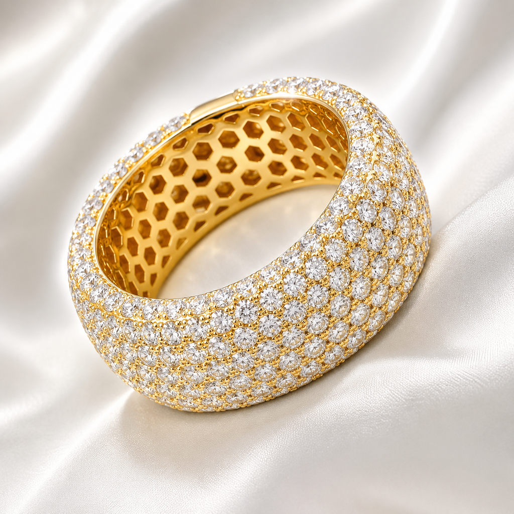 14kt Yellow Gold 7-Row Natural Diamond Eternity Ring