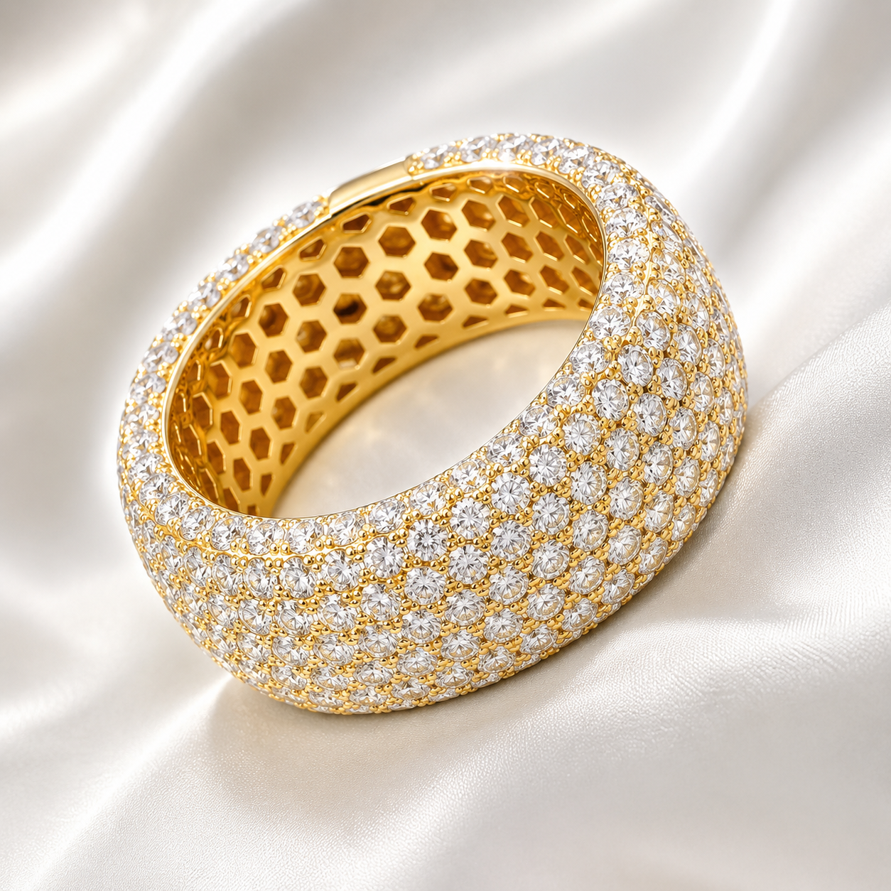 14kt Yellow Gold 7-Row Natural Diamond Eternity Ring