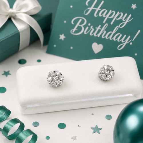 10K White Gold Flower Diamond Stud Earrings – .15ct Natural Diamonds