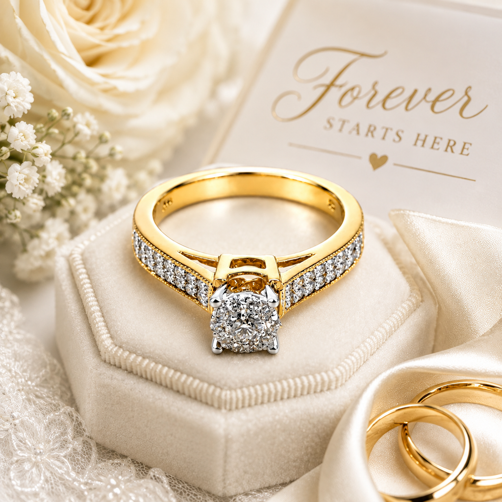 14K Yellow Gold Engagement Ring with .53ct Natural Diamonds