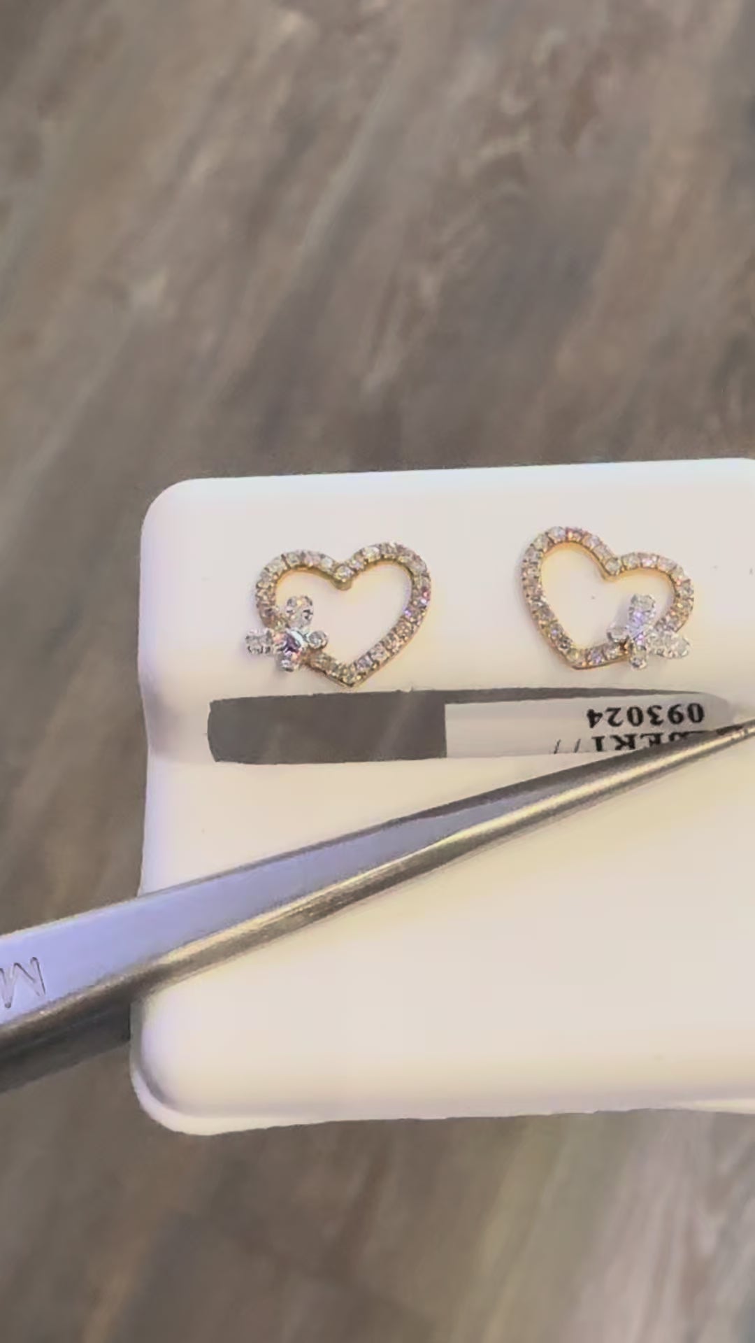 10K Gold Butterfly Heart Earrings with .25ct Natural Diamonds | Screw Back Post